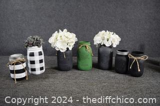 Painted Mason Jars w/flowers