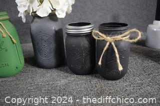 Painted Mason Jars w/flowers