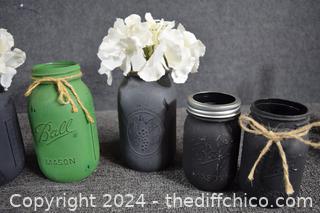 Painted Mason Jars w/flowers