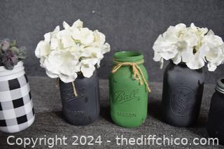 Painted Mason Jars w/flowers