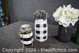 Painted Mason Jars w/flowers