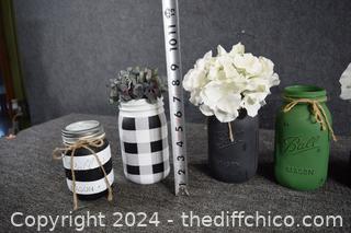 Painted Mason Jars w/flowers