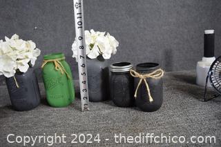 Painted Mason Jars w/flowers