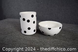 Black and Whte Lenox Bowl plus Vase