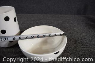 Black and Whte Lenox Bowl plus Vase