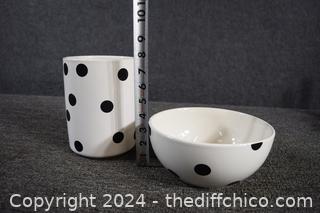 Black and Whte Lenox Bowl plus Vase