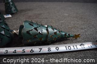 New 4 Metal Christmas Tree Candle Holders