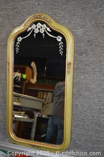 Vintage Framed Etched Mirror