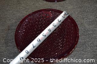 4 Vintage Red Glass Street Signal Lights
