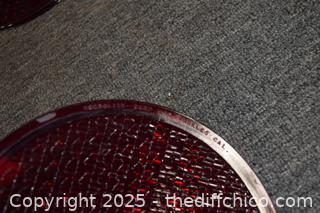 4 Vintage Red Glass Street Signal Lights
