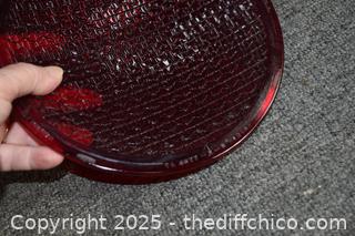 4 Vintage Red Glass Street Signal Lights