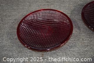 4 Vintage Red Glass Street Signal Lights