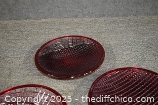 4 Vintage Red Glass Street Signal Lights