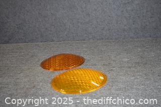 2 Vintage Amber Glass Street Signal Lights