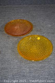 2 Vintage Amber Glass Street Signal Lights