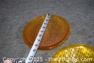 2 Vintage Amber Glass Street Signal Lights