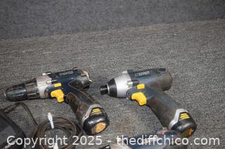 4 Working Drills - 1 battery plus 1 charger