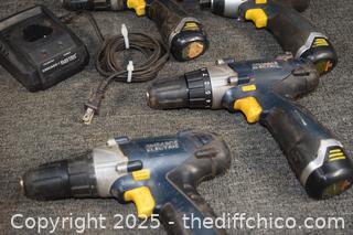 4 Working Drills - 1 battery plus 1 charger
