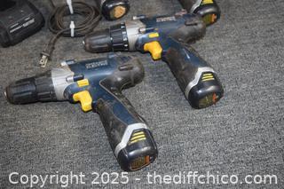 4 Working Drills - 1 battery plus 1 charger