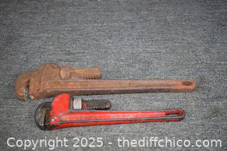 14in Ridgid Pipe Wrench, 10in Sears Wrench