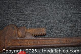 14in Ridgid Pipe Wrench, 10in Sears Wrench