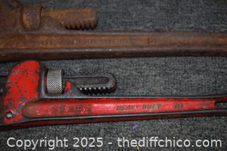 14in Ridgid Pipe Wrench, 10in Sears Wrench