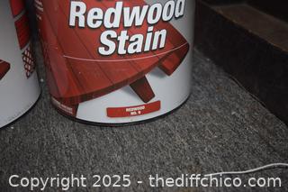 4 Full Cans and 2 Part Cans of Redwood Stain