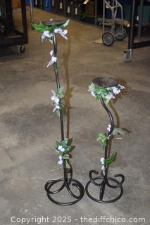 Wrought Iron Candle Holders - 36in and 24in tall