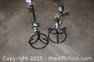 Wrought Iron Candle Holders - 36in and 24in tall