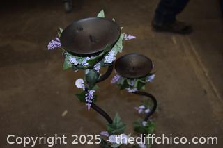 Wrought Iron Candle Holders - 36in and 24in tall