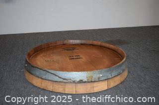 22in dia Wood Wine Barrel Lazy Susan