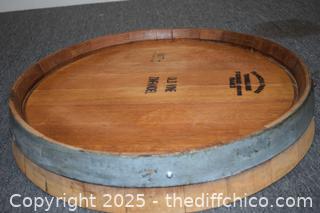 22in dia Wood Wine Barrel Lazy Susan