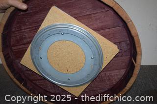 22in dia Wood Wine Barrel Lazy Susan