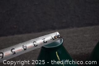 2 Green / White Glass Shades
