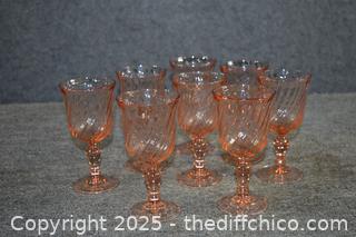 8 Pink Wine Glasses