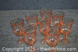 8 Pink Wine Glasses