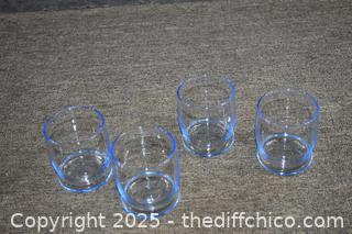 4 Vintage Sky Blue Glasses