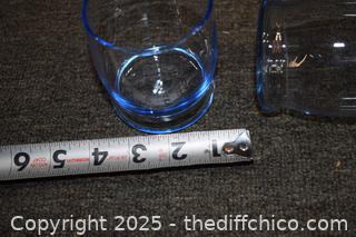 4 Vintage Sky Blue Glasses