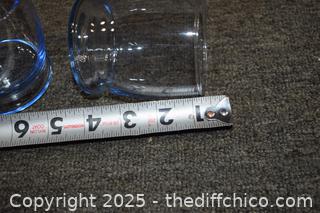 4 Vintage Sky Blue Glasses