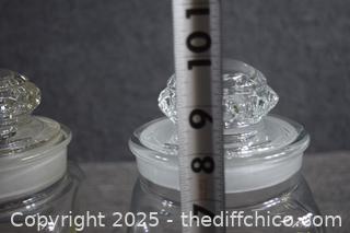 4 Clear Glass Canisters plus Lids