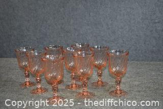 9 Pink Wine Glasses