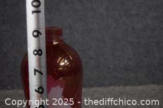 2 Cranberry Glass Shades / Chimneys