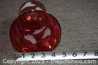 2 Cranberry Glass Shades / Chimneys
