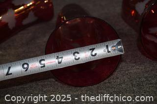 2 Cranberry Glass Shades / Chimneys