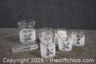 Vintage Bar Set-Ice Bucket plus 6 Glasses-see pictures