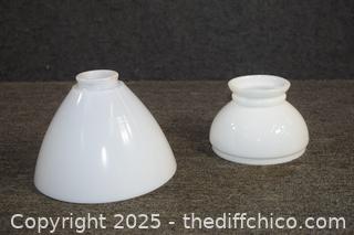 2 White Glass Shades