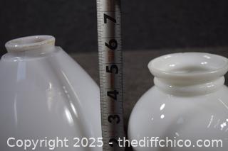 2 White Glass Shades
