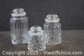 3 Clear Glass Canisters