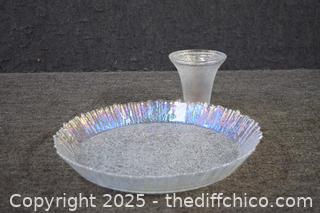 Opalescent Glass Dish and Stand