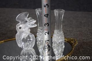 Dresser Mirror plus Vase and Perfume Bottles